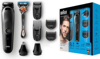 Produktbild von Braun Multigroomer MGK5060, Waschbar, Wechselstrom/Batterie, Selbstschärfende Rollen, Schwarz, Grau