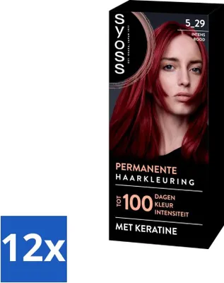 Obrázek produktu pro SYOSS - Barvení 5-29 Intenzivní červená - Barva na vlasy - krytí šedin - snižuje lámavost vlasů - hodnotné balení - 12 kusů
