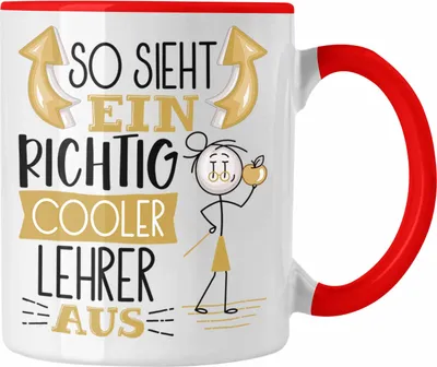 Produktbild von Trendation - Lehrer Tasse Geschenk So Sieht Ein RIchtig Cooler Lehrer Aus Geschenkidee Lustiger Spruch Geburtstag Becher Kaffeetasse Abschiedsgeschenk Lehrer (Rot)