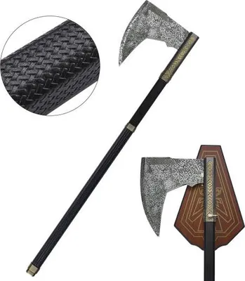 Produktbild von Gimli Doppelaxt inspiriert von Der Herr der Ringe – dekorative Axt 90 cm aus Edelstahl mit Wandhalterung – JT6369 Sammlerstück Fantasy Dekoration