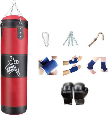 Produktbild von Schwerer Boxsack für Erwachsene Jugendliche Kinder mit Indoor/Garten Boxsack Ungefüllter Boxsack Set mit Boxhandschuhen, Wraps, Kette, Deckenhaken