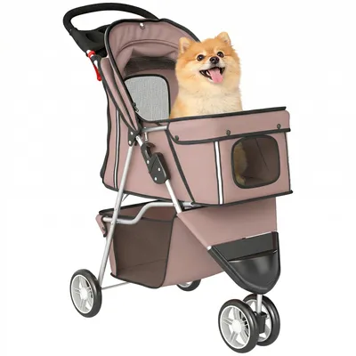 Produktbild von PawHut Hundewagen Faltbar Hundebuggy bis 10kg mit Aufbewahrungskorb, Kissen