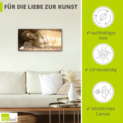 Declina Buddha Ying Yang Leinwandbild – 100x60 Cm, Gelb, Auf Keilrahmen Aus Kiefernholz, Hochauflösender UV-Druck, Made In France