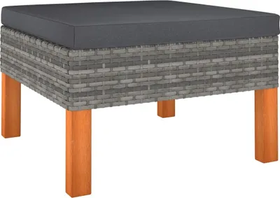 Produktbild von Fußbank Poly Rattan und Eukalyptus Massivholz