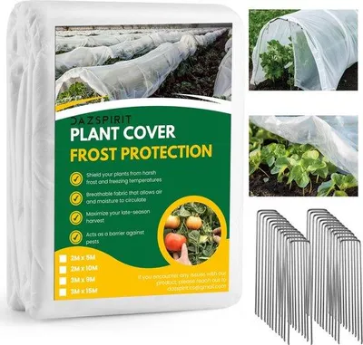 Zdjęcie produktu dla Osłona zimowa dla roślin, 35 g/m², 3 x 9 m, włóknina z 25 gwoździami, do podwyższonych grządek i skrzynek