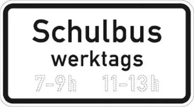 Produktbild von Verkehrsschild VZ1042-36, Schulbus werktags (von bis h / von bis h), Alu, RA2, 420x231 mm