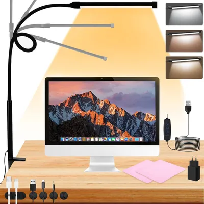 Immagine prodotto di Lampada da scrivania a LED - Lampada a clip - Ideale per lettura e lavoro - Funzione di memoria - Regolabile - Colore nero