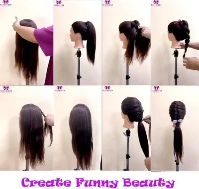 Image de Mannequin de coiffure pour coiffeurs - Cheveux naturels - Mannequin d'entraînement - Mannequin de coiffure - Cheveux humains - Mannequin de coiffure