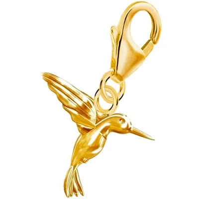 Kolibri Charm Anhänger Damen Natur Echtschmuck I Gelbgold Vogel