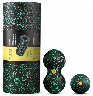 Produktbild von 4FIZJO EPP Massage-Set: Roller & 2 Bälle hart schwarz-grün
