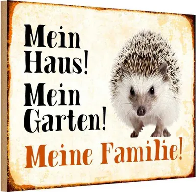 Produktbild von vianmo Holzschild 20x30 cm Tiere Igel mein Haus Garten Familie Tier Haustier