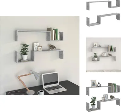 Immagine prodotto di vidaXL Mensole da parete 2 pz. Grigio cemento 100x15x20 cm materiale a base di legno - Mensole a muro