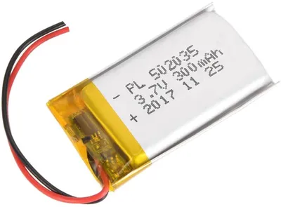Zdjęcie produktu dla Akumulator LiPo 502035 3.7V 300mAh | Kompatybilny z słuchawkami Bluetooth, Smartwatch, POS, urządzeniami medycznymi | Ochrona PCM, żółty