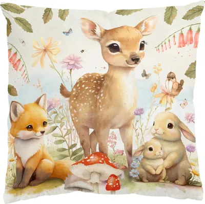 Produktbild von Dekokissen Tiere drinnen / Indoor Zierkissen Canvas waschbar Design bunt Aquarell Sofakissen ohne Füllung