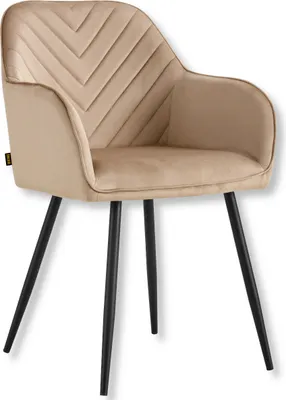 Produktbild von VIKING Polsterstuhl mit Metallbeine, Harry, Samt, Beige + schwarze Beine