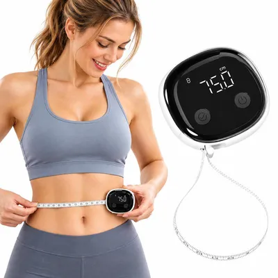 Produktbild von Smart Maßband, digitales Körpermaßband mit Bluetooth und App, automatischer Einzug, 150 cm Messlänge, 0,1 cm Teilung, 300 mAh
