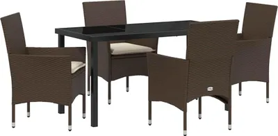 Produktbild von "WINTER SALE" Garten Essgruppe - elegantes Design - Sitzgruppe/Tisch+ Stuhl - mit Kissen 5 pcs Braun Poly-Rattan - Terassenmöbel NeuMöbel773613