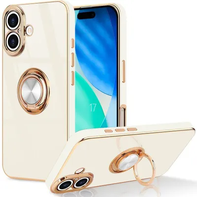 Image de Coque pour iPhone 17, Protection Silicone Antichoc Anti-Rayures Slim avec Anneau - Blanc