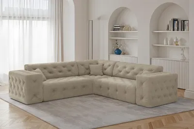 Produktbild von Ecksofa Designersofa CHANTAL in Stoff Moly Beige Seite Universal