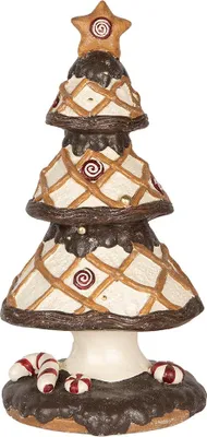 Produktbild von Clayre & Eef Weihnachtsdekorationsfigur Weihnachtsbaum Ø 22x43 cm Braun Beige Keramikmaterial