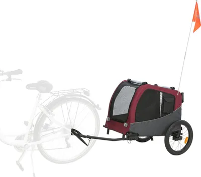Produktbild von TRIXIE Fahrradanhänger für Hunde - grau/rot - 66 × 74 × 76/136 cm