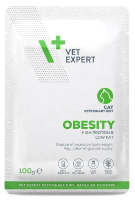 Zdjęcie produktu dla Vet Expert Veterinary Diet Obesity Cat 100g Mokra Weterynaryjna Karma Dla Kotów Redukująca Nadmierną Masę Ciała