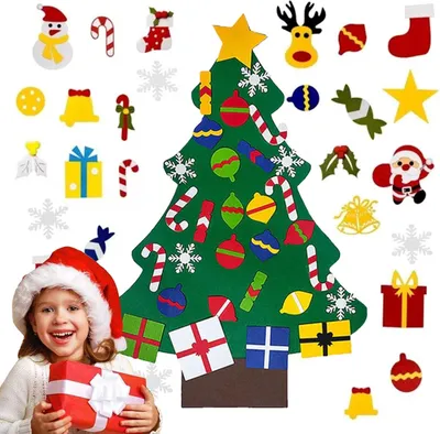 Produktbild von Weihnachtsbaum mit abnehmbaren Filzornamenten DIY Weihnachtsdekoration