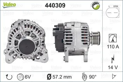 Produktbild von VALEO 440309 Lichtmaschine Generator LiMa 110A 14V für VW Polo Schrägheck (6R1, 6C1) für SKODA Fabia II Schrägheck (542) Fabia II Combi (545) für SEAT