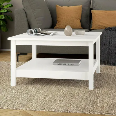 Image de Casato - Table basse, 81x81x45h cm Blanc, Porte-revues