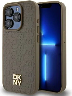 Obrázek produktu pro Etui Dkny Leather Pattern Metal Logo Magsafe Na Iphone 14 Pro - Brązowe
