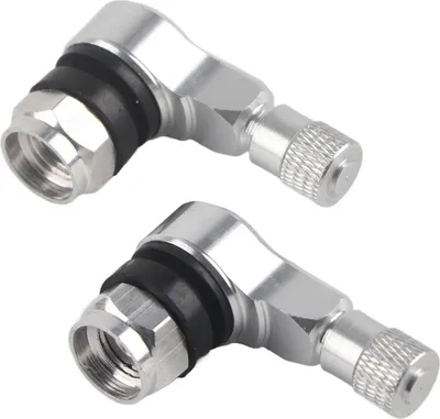 Obrázek produktu pro 2ks 11,3 mm univerzální hliníkové kola pneumatik ventilové stopky 90 stupňů stříbrná