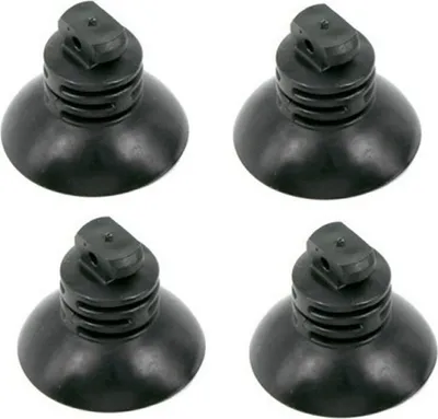 Four black suction cups with a mounting bracket on top, arranged in a two-by-two grid on a white background.