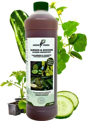 Produktbild von GreenPanda Gurken & Zucchini Dünger - Phosphor Kalium Dünger - Intensiviert Geschmack & Ernte! 1 Liter Gurkendünger - Zucchinidünger