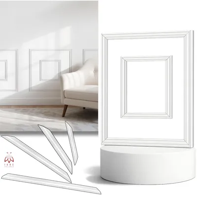Produktbild von Wandleisten Set Weiß – 24x Dekorleisten aus HDPS für 6 Wandrahmen | Elegante Wandpaneele & Stuckleisten / Wohnzimmer, Schlafzimmer & Flur JC101 Rah-4