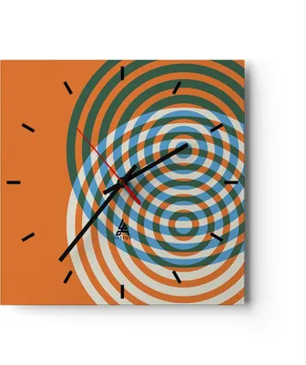 Produktbild von Wanduhr - Quadrat - Glasuhr - Abstraktion Modern Kreise - 30x30cm - Schleichendes Uhrwerk - Lautlos - zum Aufhängen bereit - Dekoration Modern - Wanddekoration aus Glas - C3AC30x30-4448