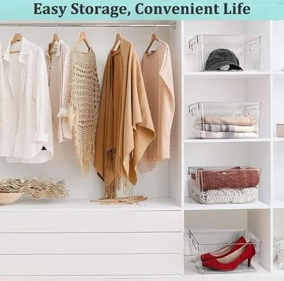 Produktbild von Kühlschrank-Organizer – Aufbewahrungsbox-Set (4-teilig) – Küchenaufbewahrungsboxen – Griffe – robust – transparent – für Ordnung in Küche, Kühlschrank, Schränken und Badezimmer – BPA-frei – 29 x 20 x 155 cm