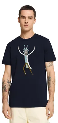 Produktbild von Spreadshirt Rick & Morty Rick Sanchez Pose Mittelfinger Männer Premium T-Shirt, L, Navy