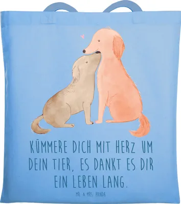 Produktbild von Mr. & Mrs. Panda Stoffbeutel Haustiere pflegen - Sky Blue - Geschenk, Vertrauem, Zuneigung zu Haustieren, Lebenshilfe, Pflegeprodukte, Mutmacher, tägliche Fürsorge, Trost