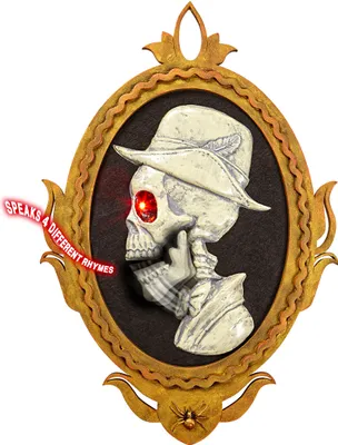 Productafbeelding van Spookachtig skeletportret met geluid, kleurrijk, 32 x 48 cm - universele maat