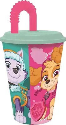 Produktbild von Stor Wiederverwendbarer Kinderbecher mit Deckel und Strohhalm, 430 ml, Paw Patrol Girl