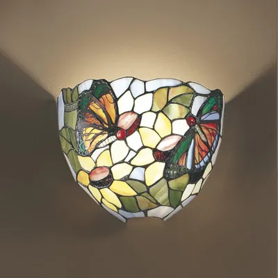 Image de Applique Tiffany en verre décoratif multicolore H.21 Cm