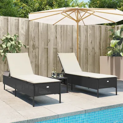 Produktbild von Maison Exclusive - 3-tlg. Sonnenliegen-Set mit Auflage Schwarz Poly-Rattan