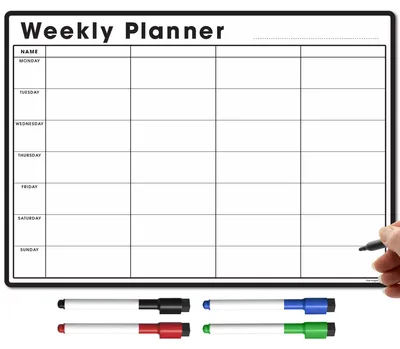 Magnetischer Wochenplaner A4, Whiteboard, mit 4 Stiften