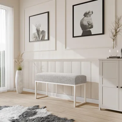 Produktbild von Moder Moderne gepolsterte Sitzbank mit stabilem Metallgestell – ideal für Flur, Schlafzimmer, Wohnzimmer oder Ankleidezimmer. 100 CM