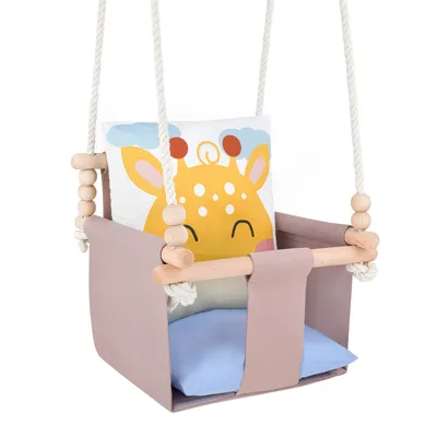 Produktbild von GUGUPLANET Babyschaukel, Giraffe-Design, aus robustem, hochwertigem Baumwollstoff, mit Kissen, Safari-Kollektion, sicher, komfortabel, EU-Handarbeit