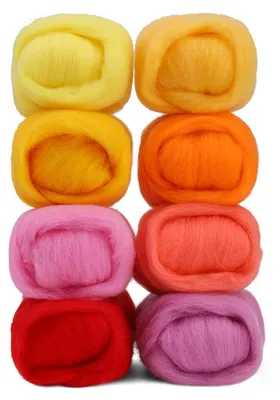 Produktbild von Filzwolle zum Trockenfilzen - 8 Farben - 80 g Set - Sommerfarben