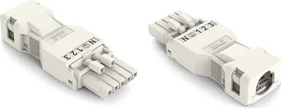 Image de Connecteur femelle avec boîtier de décharge de traction WAGO, 5 pôles, 1,5 mm², blanc