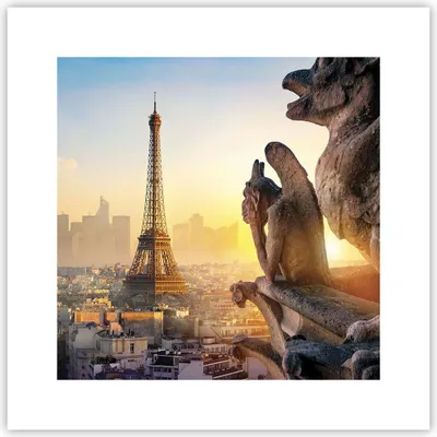 Produktbild von Poster - Poster ohne Rahmen - Wasserspeier Turm Eiffel - 30x30 cm - Wand Bild - Wanddeko - Wandbilder - Kunstposter - Wandposter - Bilder - Kunstdruck - Wanddekoration - Wandbild - P2XAC30x30-4633