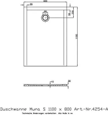 Produktbild von Duschwanne Muna S 1100x800x30mm wei 1100 x 800 x 30 mm wei