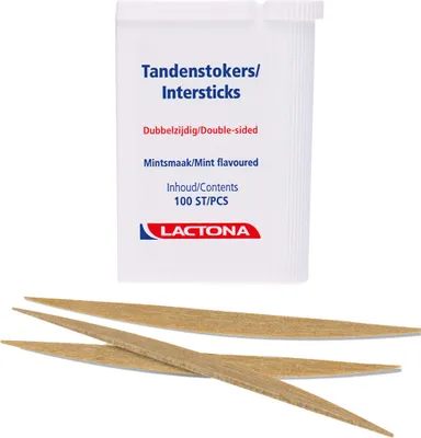 Image de Bâtonnets dentaires Lactona Intersticks menthe, double extrémité, 100 pièces